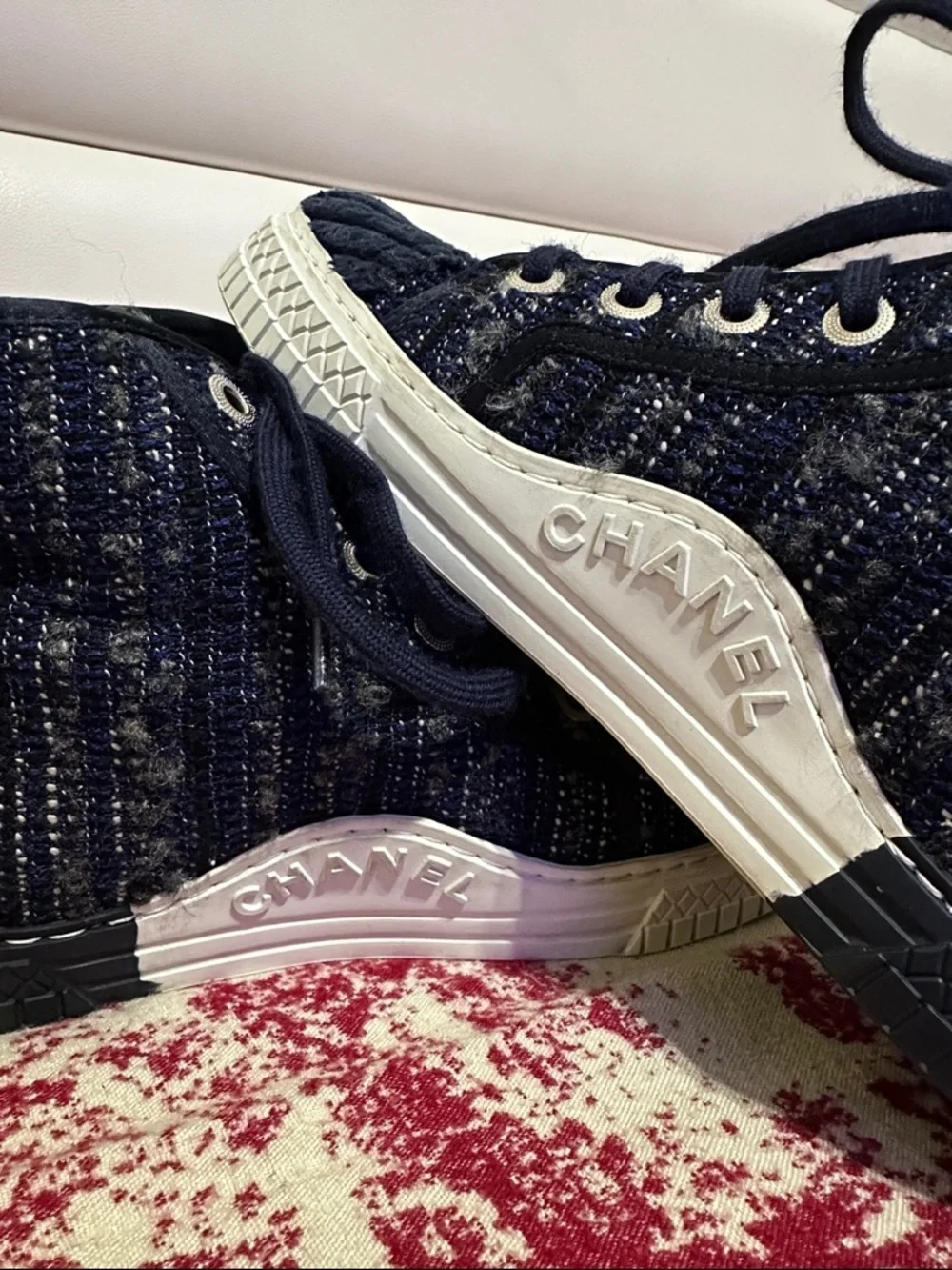 Chanel  Navy High-Top Sneakers